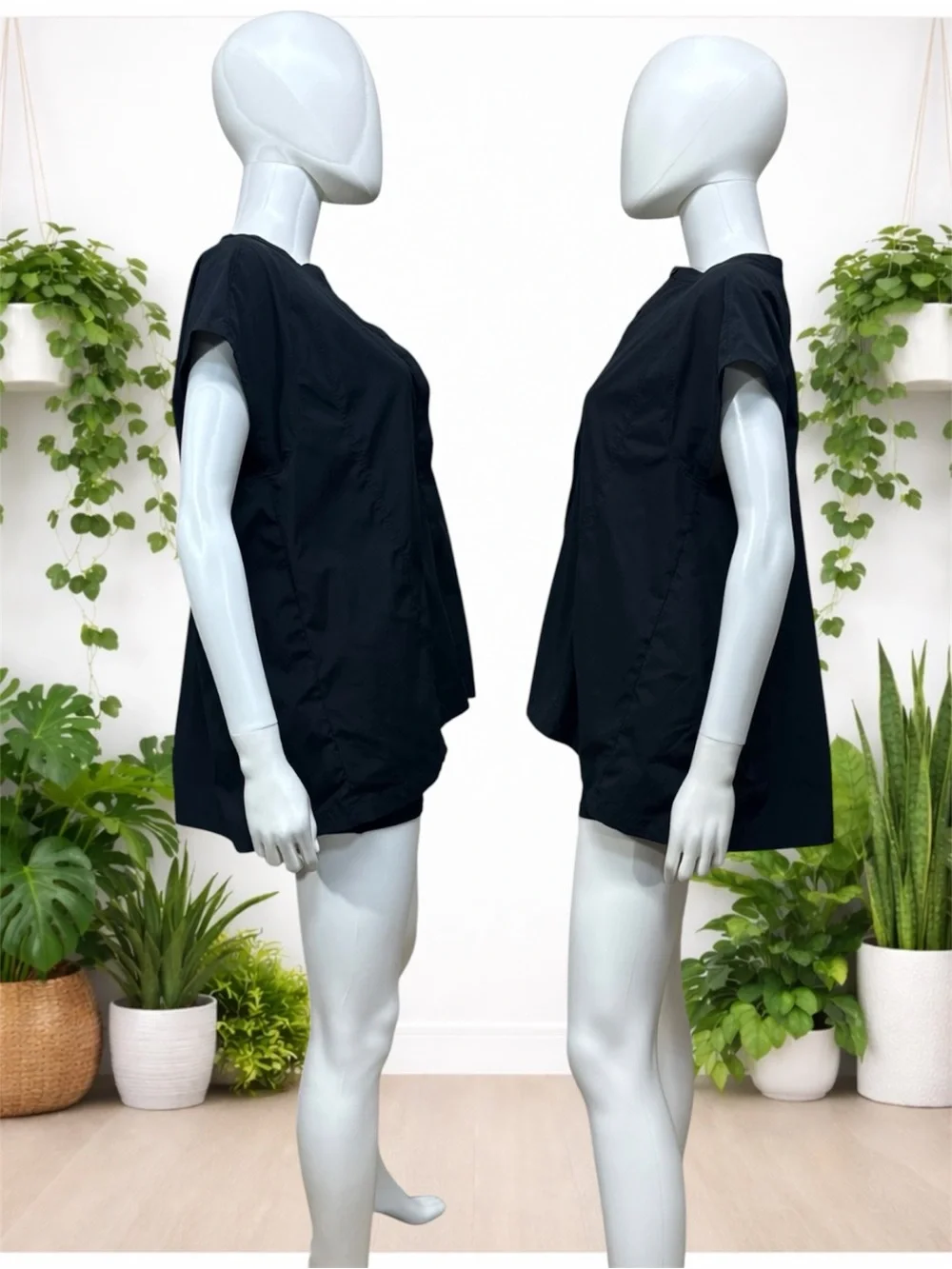 Athleta Performance Poplin Popover Top | Black | #587913 | [D13]